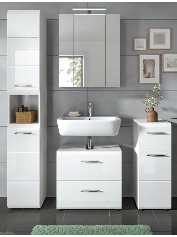 Inn.Furn Badmöbel-Set 4-teilig in weiß Hochglanz Badkombination 150 x 185 cm
