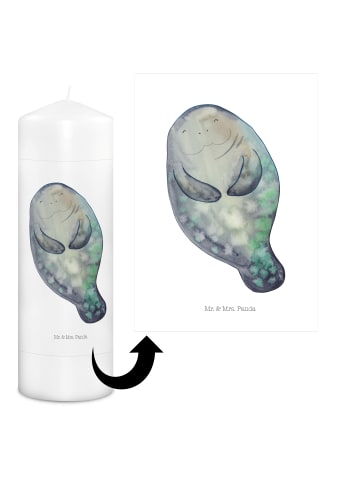 Mr. & Mrs. Panda Kerze Seekuh Happy ohne Spruch in Weiß