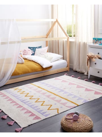 Beliani Kurzflor ZAYSAN in Beige/Rosa/Lila - (W) 140 x (L) 200 cm