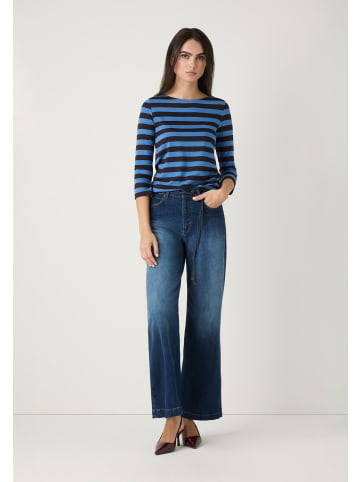 More & More softes 3/4 Arm Streifenshirt in espresso brown winterblue regular stripes jersey