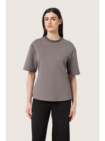 Soaked in Luxury T-Shirt kurzarm SLMagana Gerade Passform in Dark Gull Gray