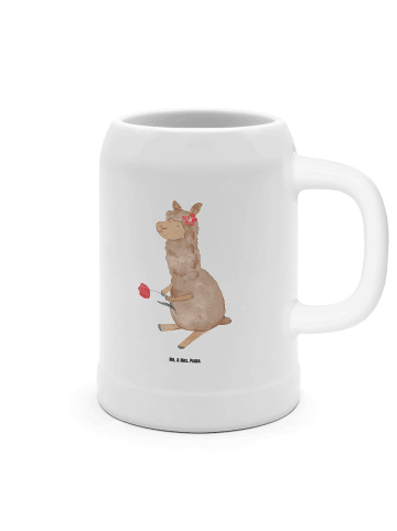 Mr. & Mrs. Panda Bierkrug Alpaka Blume ohne Spruch in Weiß