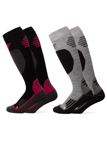 Occulto 2er Pack Merino Skisocken Toni in  Grau-Pink