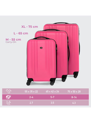 FERGÉ Kofferset Hartschale 3-teilig Hartschale 3 teilig Koffer Set Marseille in pink