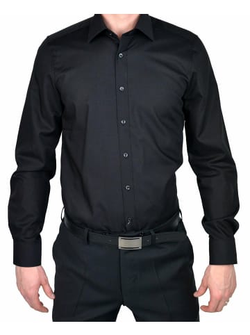 MARVELIS Langarm Business Hemd für Herren in schwarz