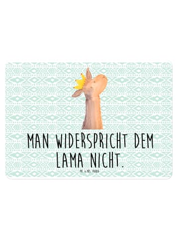 Mr. & Mrs. Panda Wandbild Lamakopf König mit Spruch in Aztekenblau