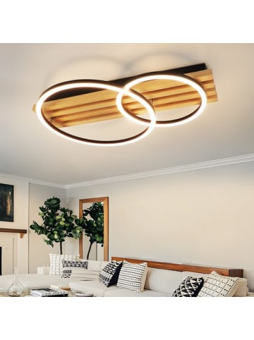 ZMH LED Deckenleuchte in Holzfarbe 2-flammige rund Dimmbar Modern 36W L 55CM