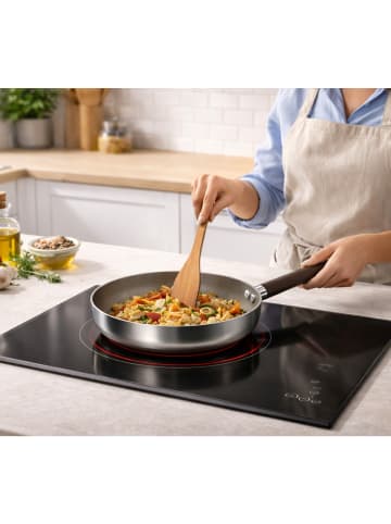 Cheffinger Bratpfanne mit Marmorbeschichtung, Induktionsgeeignet - Ergonomischer in Silber