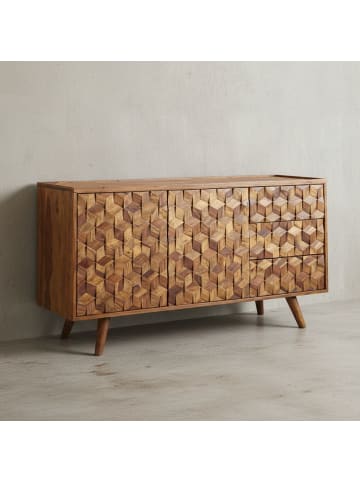 KADIMA DESIGN Sideboard 138x76x45 cm Massivholz Anrichte mit Türen &