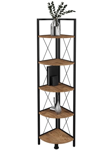 VCM  Metall Holz Eckregal Bücher Insasi 5fach in Honig-Eiche