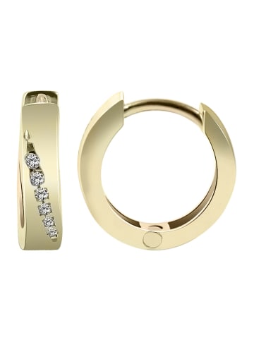 Adeliás Damen Ohrringe – Klappcreole aus 375 Gold mit Zirkonia in gold