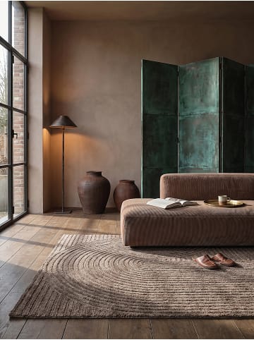 KADIMA DESIGN Teppich Kurzflor mit Zen-Dessin, pflegeleicht und flach im Aufbau in Braun