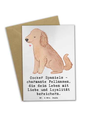 Mr. & Mrs. Panda Klappkarte Blümchener Spaniel Liebe mit Spruch in Weiß