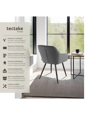 tectake Küchenstuhl gepolstert, in Cordoptik, 58 x 62 x 82 cm