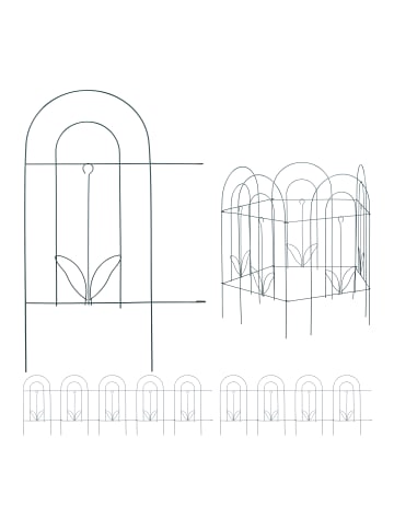 relaxdays 10tlg. Beetzaun Set in Grün - (B)488 x (H)62 cm