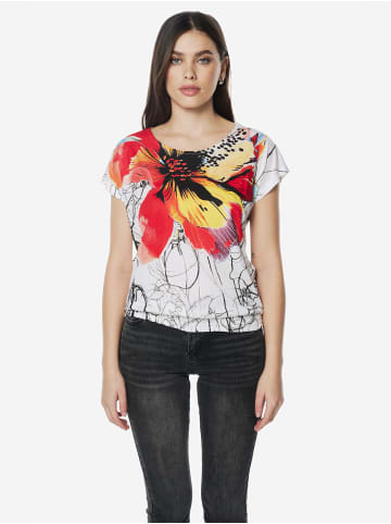 KOROSHI Damen-T-Shirt mit bedruckten kurzen Ärmeln in weiß