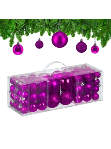 relaxdays 76-tlg. Weihnachtskugeln Set in Pink