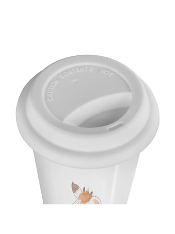 Mr. & Mrs. Panda Thermokaffeebecher Kuh mit Spruch in Weiß