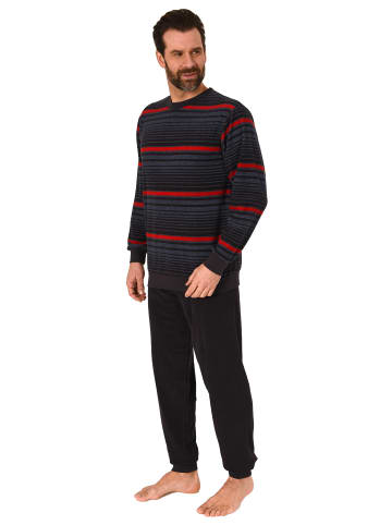 NORMANN Frottee Schlafanzug langarm Pyjama Bündchen - 75532 in rot