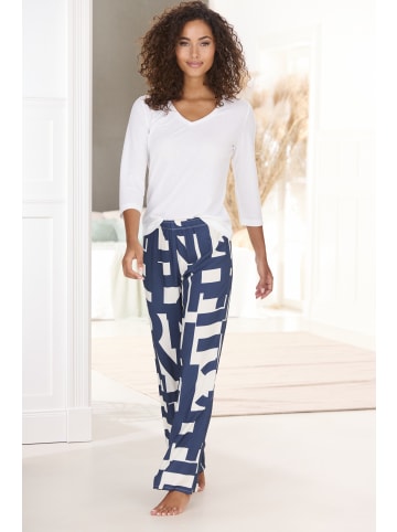 French Connection Pyjamahose in dunkelblau-weiß-gemustert