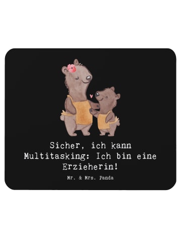 Mr. & Mrs. Panda Maus-Pad Erzieherin Multitasking mit Spruch in Schwarz