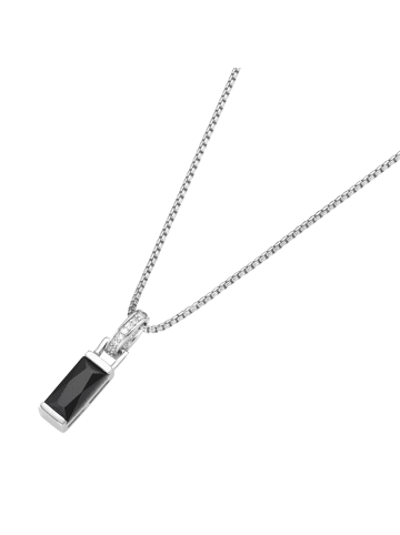 Giorgio Martello Milano Kette Mit Anhänger, Zirkonia Weiß Und Schwarz in Schwarz-Weiss