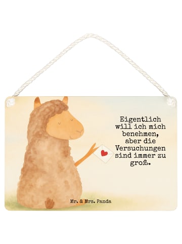 Mr. & Mrs. Panda Wanddeko Alpaka Fahne Design mit Spruch in Weiß
