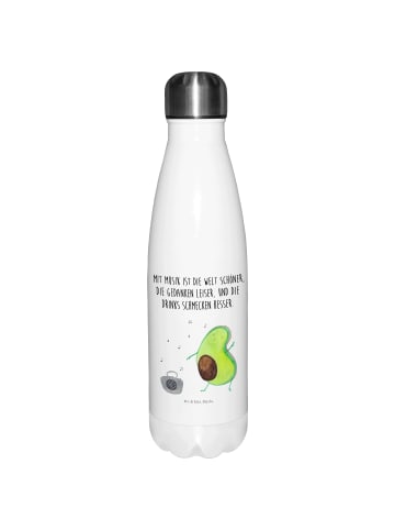 Mr. & Mrs. Panda Thermo Trinkflasche Avocado Tanzen mit Spruch in Weiß