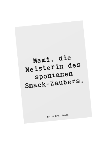 Mr. & Mrs. Panda Postkarte Mami Snack-Zauber mit Spruch in Weiß