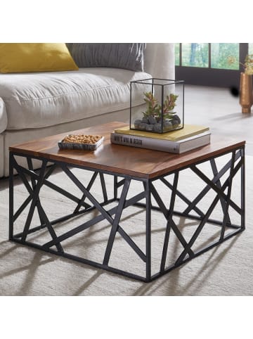 KADIMA DESIGN Couchtisch BAKAL 60x35x60 cm Massivholz / Metall Sofatisch,