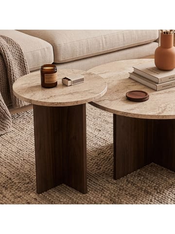 CALICOSY 2er-Set Satztisch-Set TILIA  in Travertin - (W)70  x (H)40  x (L)70 cm
