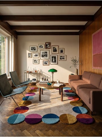 KADIMA DESIGN Teppich Wolle Handgetuftet HALLEIN Scallop Muster Wohnzimmer in Multicolor-Beige