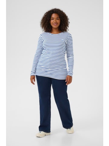KAFFE curve Langarm-Shirt KClia Regular fit in Chalk/SurfTheWeb-Blue Heart