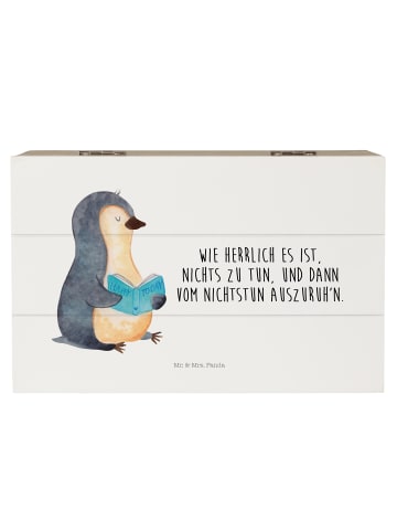 Mr. & Mrs. Panda Box aus Holz Pinguin Buch mit Spruch in Weiß