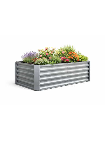 VCM Metall Pflanzbeet Hochbeet Gartenbeet 180x90 Galdo in Silber