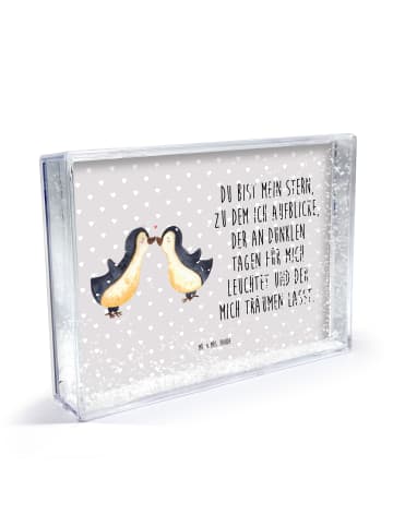 Mr. & Mrs. Panda Bilderrahmen Pinguin Liebe mit Spruch in Grau Pastell