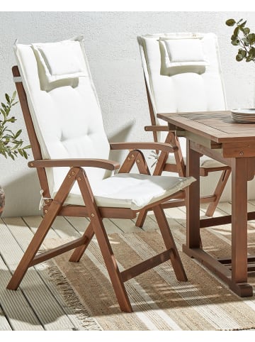 Beliani 2er-Set Gartenstuhl AMANTEA in Dunkler Holzfarbton/Weiß