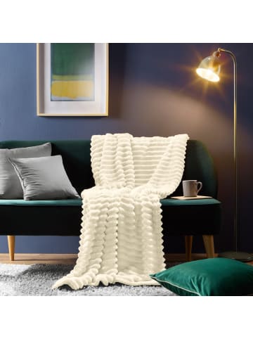 Erwin Müller Fleece, Microfaser Wohndecke 2er-Pack Aosta in wollweiß