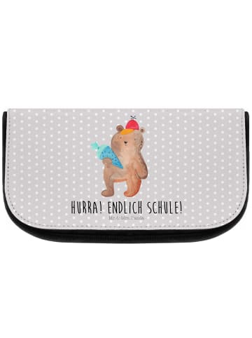 Mr. & Mrs. Panda Kosmetiktasche Bär Schultüte mit Spruch in Grau Pastell