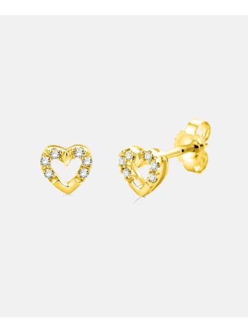 Diamant L'éternel Ohrringe aus 375 Gelbgold mit Diamant Herz-Design