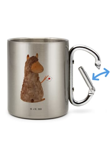 Mr. & Mrs. Panda Thermobecher Edelstahl Alpaka Fahne ohne Spruch in Silber