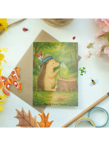 Mr. & Mrs. Panda neujahrskarte Igel Federschmuck Design ohne Spruch in Weiß