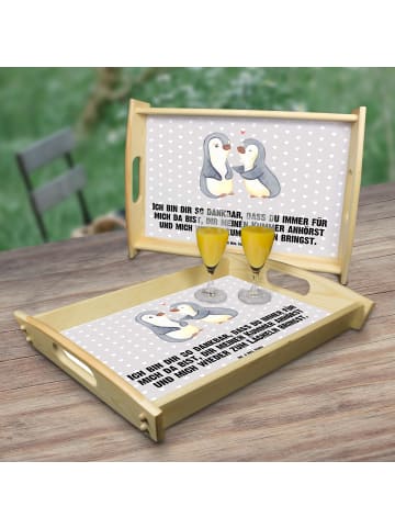 Mr. & Mrs. Panda Küchentablett Pinguine trösten mit Spruch in Grau Pastell