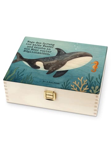 Mr. & Mrs. Panda teedose holz Orca Design mit Spruch in Weiß