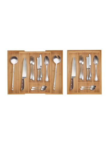 relaxdays Besteckkasten in Natur - (B)47,5 x (H)5 x (T)38 cm