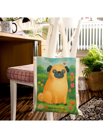 Mr. & Mrs. Panda Tasche Mops Design ohne Spruch in Weiß