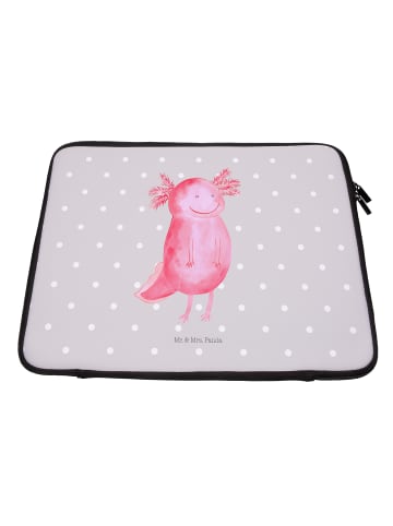 Mr. & Mrs. Panda Laptop Tasche Axolotl Glücklich ohne Spruch in Grau Pastell