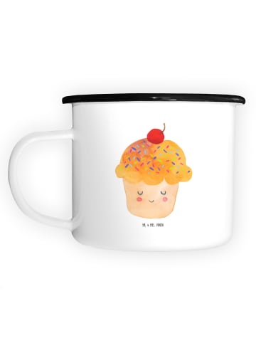 Mr. & Mrs. Panda Emaille Tasse Cupcake ohne Spruch in Weiß