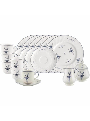 Villeroy & Boch 20er Set Kaffeeservice Vieux Luxembourg in weiß-blau