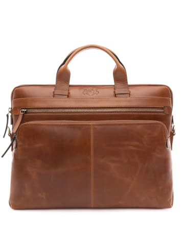 SID & VAIN Leder-Laptoptasche 14" Leder Businesstasche Unisex CARSON in braun